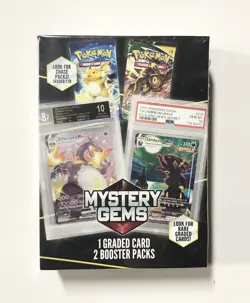 Pokemon TCG Mystery Gems 2024 - 1 Graded Card + 2 Booster Packs New Sealed - Image 1
