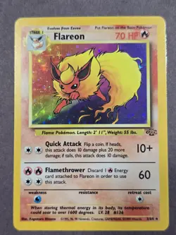 Pokemon TCG Flareon 3/64 Jungle Holo Rare Unlimited Card - Image 1