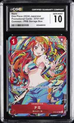 2024 ONE PIECE JAPANESE PROMO CARDS COMMON PRB STORAGE BOX NAMI CGC 10 GEM MINT - Image 1