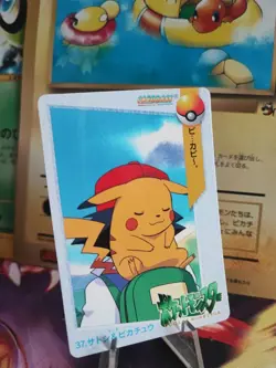 Pokemon Karte Card 37 Carddass Vending Pikachu & Ash On Travel japanese NM+ - Image 1