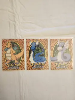 2000 Topps Pokemon Card Set Vintage Dragonite E12 Dragonair E11 Dratini E10 - Image 1