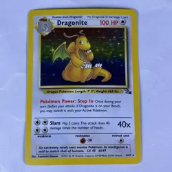 Pokemon TCG Dragonite Fossil Card 4/62 Unlimited Rare MP Condition - Image 1