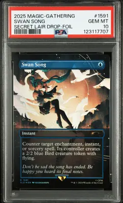 2025 MTG SECRET LAIR DROP HATSUNE MIKU: WINTER DIVA-FOIL #1591 SWAN SONG PSA 10 - Image 1