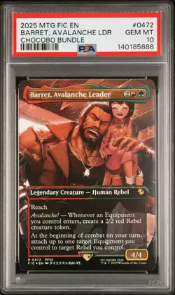 2025 MTG FINAL FANTASY COMMANDER CHOCOBO BUNDLE BARRET, AVALANCHE LEADER PSA 10 - Image 1