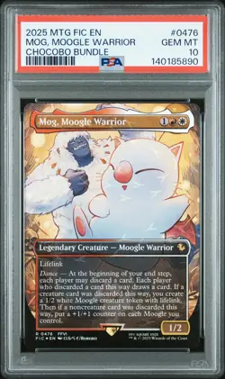2025 MTG FINAL FANTASY COMMANDER CHOCOBO BUNDLE #0476 MOG, MOOGLE WARRIOR PSA 10 - Image 1