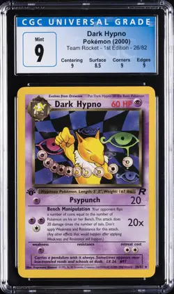 2000 POKEMON ROCKET 1ST EDITION #26 DARK HYPNO CGC 9 - Image 1