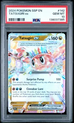 2024 POKEMON SSP EN-SURGING SPARKS #142 TATSUGIRI EX PSA 10 - Image 1