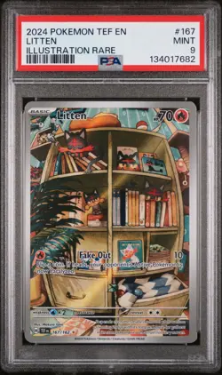2024 POKEMON TEF EN-TEMPORAL FORCES ILLUSTRATION RARE #167 LITTEN PSA 9 - Image 1