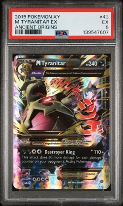 2015 POKEMON XY ANCIENT ORIGINS #43 M TYRANITAR EX PSA 5 - Image 1