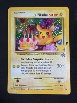 Birthday Pikachu 24/53 Celebrations: Classic Collection Holo Pokemon - Image 1