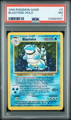 1999 POKEMON BASE SET UNLIMITED #2 BLASTOISE-HOLO PSA 7 - Image 1