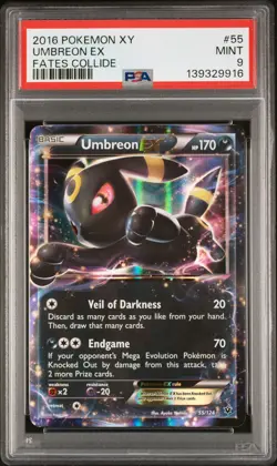 2016 POKEMON XY FATES COLLIDE #55 UMBREON EX PSA 9 - Image 1