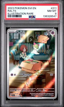 2023 POKEMON SVI EN-SCARLET & VIOLET ILLUSTRATION RARE #211 RALTS PSA 8 - Image 1
