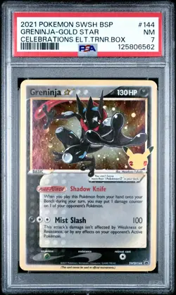 2021 POKEMON SWSH PROMO CELEBRATIONS ETB #144 GRENINJA-GOLD STAR PSA 7 - Image 1