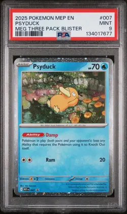 2025 POKEMON MEP EN-ME BLACK STAR PROMO #007 PSYDUCK PSA 9 - Image 1