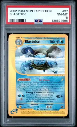 2002 POKEMON EXPEDITION #37 BLASTOISE PSA 8 - Image 1