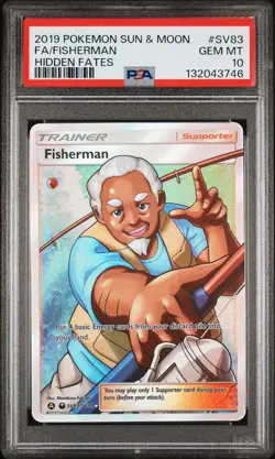 2019 POKEMON SUN & MOON HIDDEN FATES #SV83 FULL ART/FISHERMAN PSA 10 - Image 1