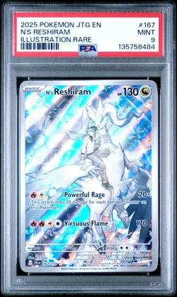 2025 POKEMON JTG EN-JOURNEY TOGETHER ILLUSTRATION RARE #167 N'S RESHIRAM PSA 9 - Image 1