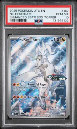 2025 POKEMON JTG EN-JOURNEY TOGETHER #167 N'S RESHIRAM PSA 10 - Image 1