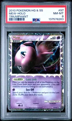 2010 POKEMON HEARTGOLD & SOULSILVER TRIUMPHANT #97 MEW-HOLO PSA 8 - Image 1