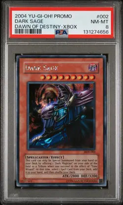 2004 YU-GI-OH! PROMO DAWN OF DESTINY-XBOX #002 DARK SAGE PSA 8 - Image 1