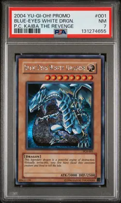 2004 YU-GI-OH! PROMO POWER OF CHAOS #001 BLUE-EYES WHITE DRAGON PSA 7 - Image 1
