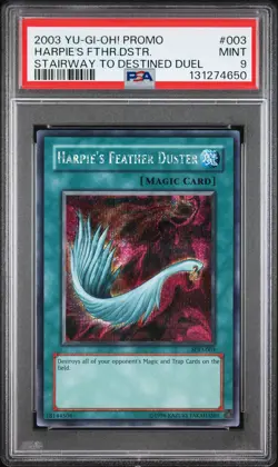2003 YU-GI-OH! PROMO STAIRWAY TO DESTINED DUEL HARPIE'S FEATHER DUSTER PSA 9 - Image 1