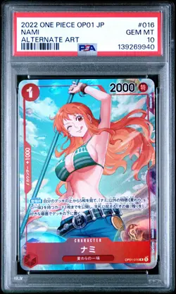 2022 ONE PIECE JAPANESE OP01-ROMANCE DAWN ALTERNATE ART #016 NAMI PSA 10 - Image 1