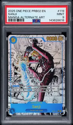 2025 ONE PIECE PRB02-PREMIUM BOOSTER MANGA ALT ART #219 SANJI PSA 9 - Image 1