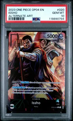 2023 ONE PIECE OP04-KINGDOMS OF INTRIGUE ALTERNATE ART #020 ISSHO PSA 10 - Image 1