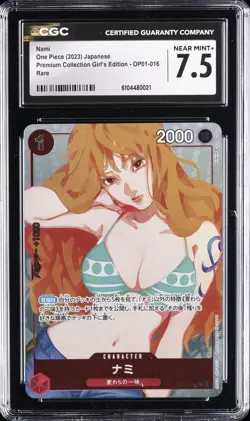 2023 ONE PIECE JPN PREMIUM COLLECTION GIRLS EDITION RARE #OP01-016 NAMI CGC 7.5 - Image 1