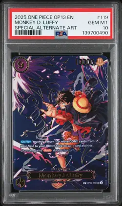 2025 ONE PIECE CARRYING ON HIS WILL SPECIAL ALT ART #119 MONKEY D. LUFFY PSA 10 - Image 1