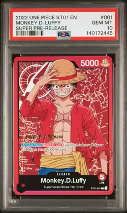 2022 ONE PIECE STARTER DECK ST01-STRAW HAT CREW #001 MONKEY D. LUFFY PSA 10 - Image 1