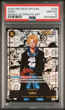 2025 ONE PIECE OP13-CARRYING ON HIS WILL MANGA ALTERNATE ART #120 SABO PSA 10 - Image 1
