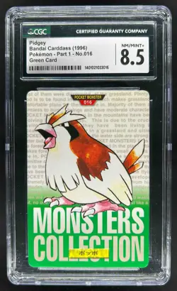 1996 Bandai Carddass Pokemon Pidgey Green Card Part 1 #016 CGC 8.5 - Image 1
