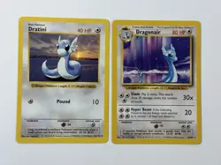 Base Set Pokemon Cards Rare Dragonair Shadowless Dratini LP - Image 1