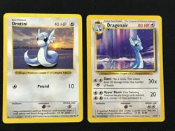 Base Set Pokemon Cards Rare Dragonair Shadowless Dratini LP - Image 2