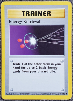 Shadowless Energy Retrieval - Base Set - #81/102 - Vintage Pokemon Card 1999 - Image 1