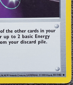 Shadowless Energy Retrieval - Base Set - #81/102 - Vintage Pokemon Card 1999 - Image 4