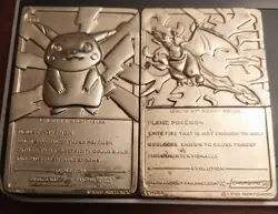 1999 Nintendo Pokemon 23kt Gold Plated Trading Card - Pikachu & Charizard (2) - Image 2