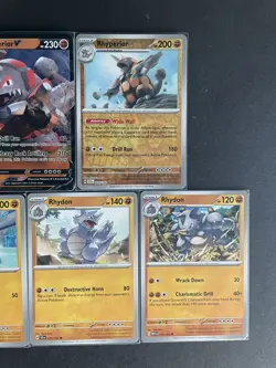 Rhyperior V (+1/RevHOLO) + Rhydon (x2) + Rhyhorn 5-card mixed Pokemon lot - PWE - Image 4