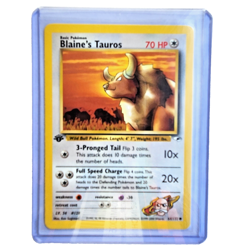 Blaine's Tauros 64/132 Pokemon TCG 1st Edition Gym Heroes NM Vintage 2000 Card - Image 1