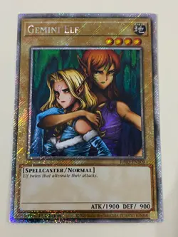 Yugioh Gemini Elf x 3 - 1st Edition Platinum Secret Rare NM - Free Holo Card B - Image 2