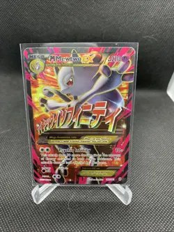 Mega-Mewtwo-EX TCG Full Art Holo Pokemon Card 160/162 Ultra Rare Damaged - Image 1
