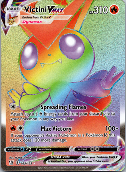 Victini VMAX 165/163 Battle Styles Rainbow Secret Rare 2021 Pokemon TCG Card - Image 1
