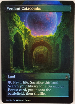 Verdant Catacombs FOIL Fetch Land Proxy Card Custom Fantasy SPACE Art Design - Image 1