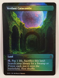 Verdant Catacombs FOIL Fetch Land Proxy Card Custom Fantasy SPACE Art Design - Image 3