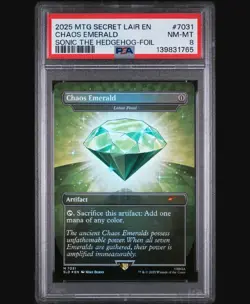 2025 MTG SECRET LAIR DROP SONIC THE HEDGEHOG FOIL GREEN CHAOS EMERALD PSA 8 - Image 1