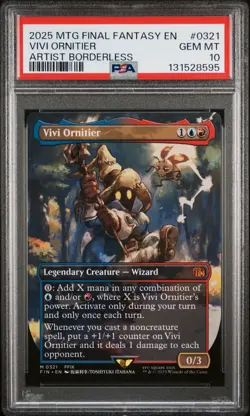 2025 MTG FINAL FANTASY ARTIST BORDERLESS #0321 VIVI ORNITIER PSA 10 - Image 1