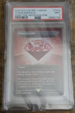 2025 MTG SECRET LAIR DROP SONIC THE HEDGEHOG FOIL RED CHAOS EMERALD PSA 9 - Image 3